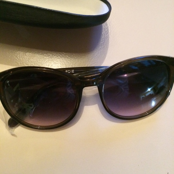 NEW Derek Lam EDIE star sparkle glitter embossed round cat eye sunglasses NWOT - Picture 3 of 6